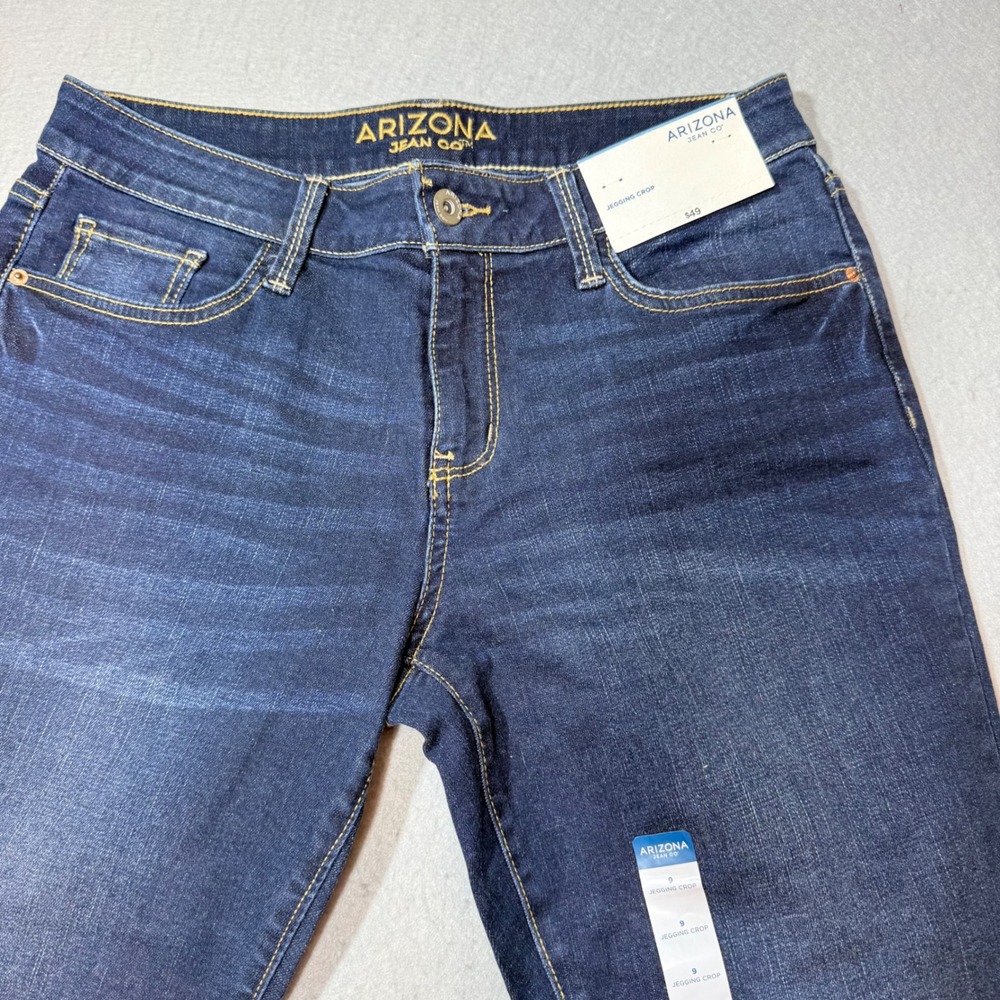 Arizona Jean Co Womens Size 9 Dark Lake Dark Rinse Denim Jeggings Crop Jeans New